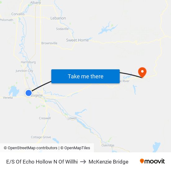 E/S Of Echo Hollow N Of Willhi to McKenzie Bridge map