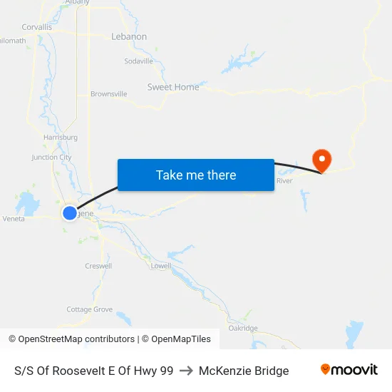 S/S Of Roosevelt E Of Hwy 99 to McKenzie Bridge map