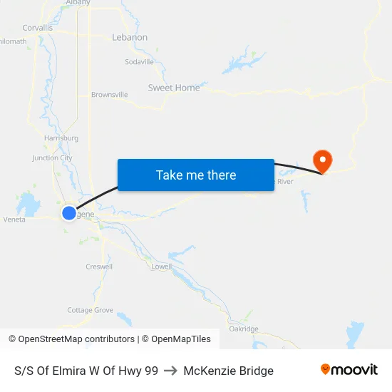 S/S Of Elmira W Of Hwy 99 to McKenzie Bridge map
