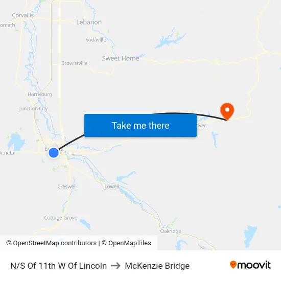 N/S Of 11th W Of Lincoln to McKenzie Bridge map