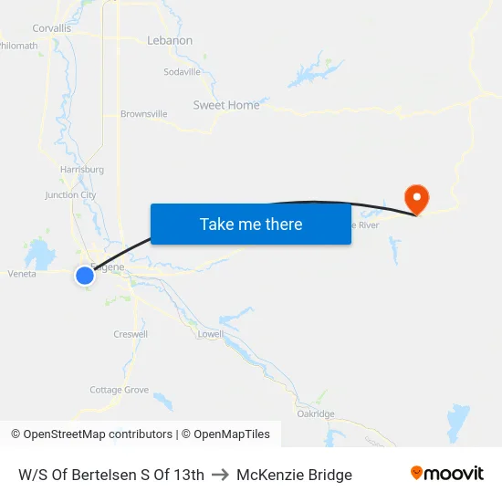 W/S Of Bertelsen S Of 13th to McKenzie Bridge map