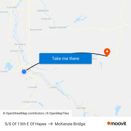 S/S Of 13th E Of Hayes to McKenzie Bridge map