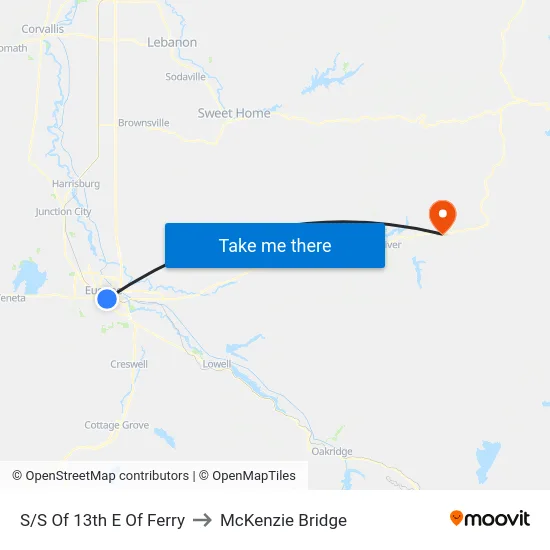 S/S Of 13th E Of Ferry to McKenzie Bridge map
