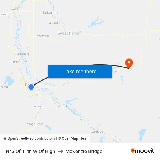 N/S Of 11th W Of High to McKenzie Bridge map