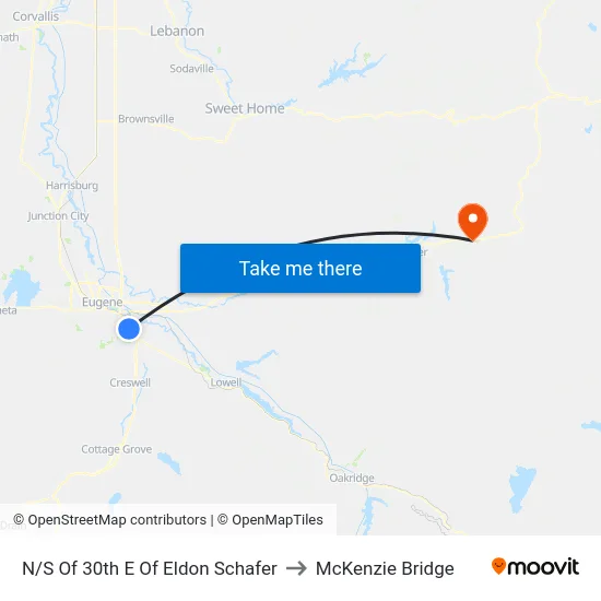 N/S Of 30th E Of Eldon Schafer to McKenzie Bridge map