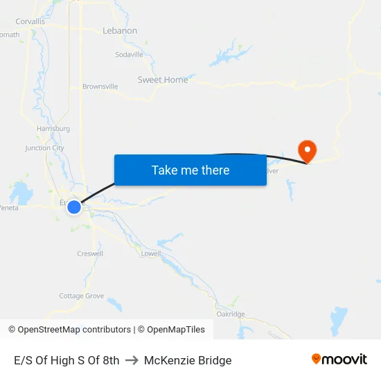 E/S Of High S Of 8th to McKenzie Bridge map