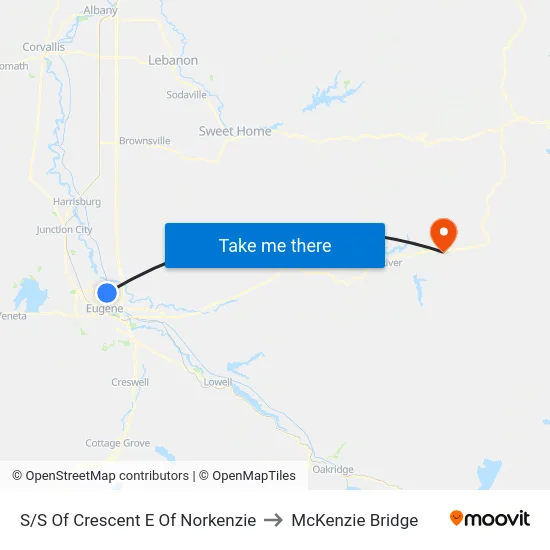 S/S Of Crescent E Of Norkenzie to McKenzie Bridge map