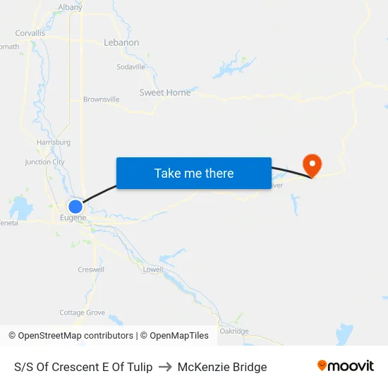 S/S Of Crescent E Of Tulip to McKenzie Bridge map