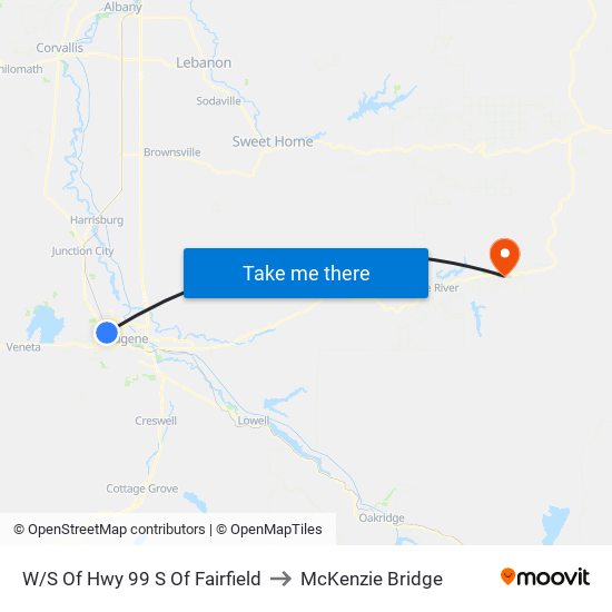 W/S Of Hwy 99 S Of Fairfield to McKenzie Bridge map