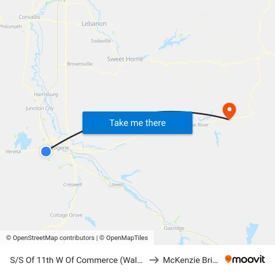 S/S Of 11th W Of Commerce (Walmart) to McKenzie Bridge map