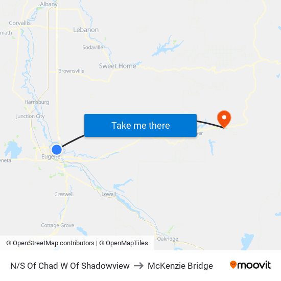 N/S Of Chad W Of Shadowview to McKenzie Bridge map