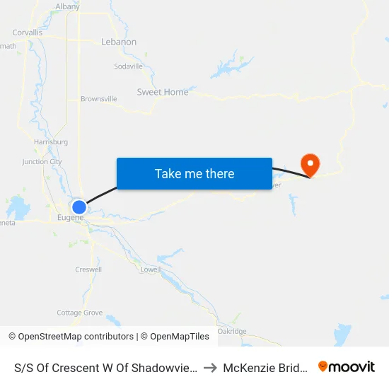 S/S Of Crescent W Of Shadowview to McKenzie Bridge map