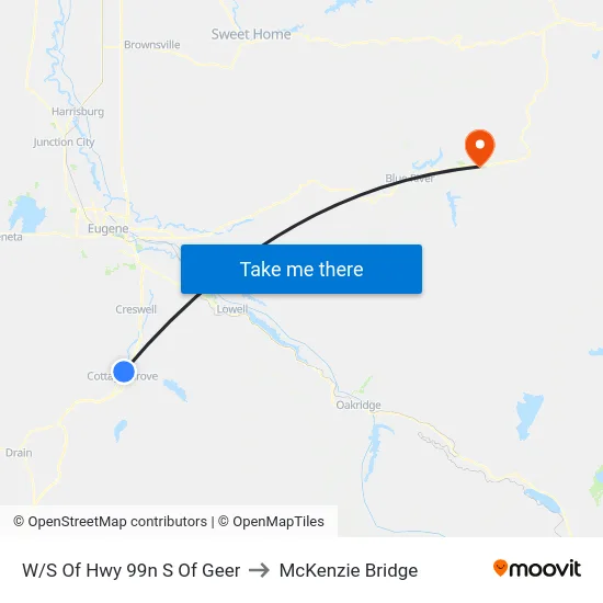 W/S Of Hwy 99n S Of Geer to McKenzie Bridge map