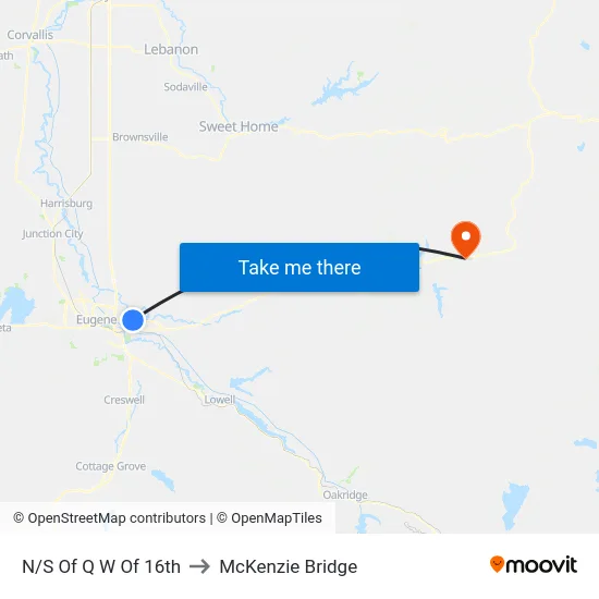 N/S Of Q W Of 16th to McKenzie Bridge map