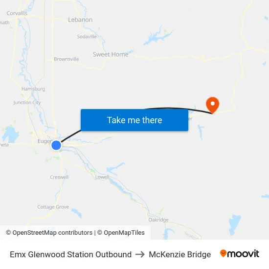 Emx Glenwood Station Outbound to McKenzie Bridge map