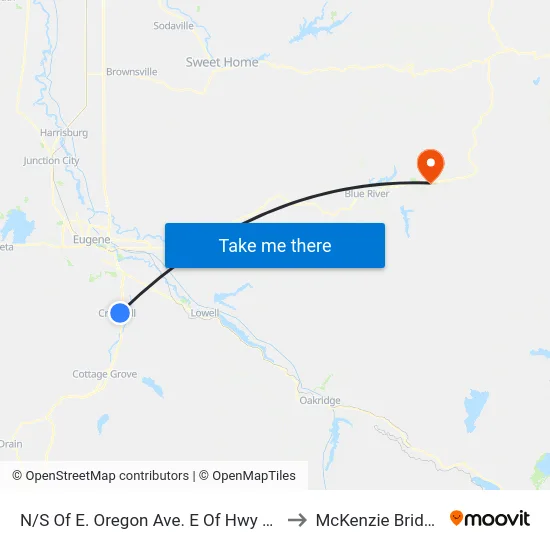 N/S Of E. Oregon Ave. E Of Hwy 99 to McKenzie Bridge map