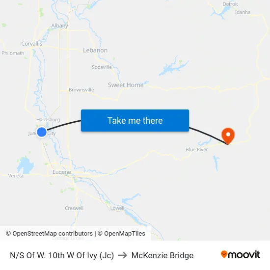 N/S Of W. 10th W Of Ivy (Jc) to McKenzie Bridge map