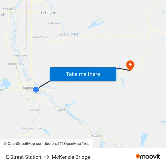 E Street Station to McKenzie Bridge map