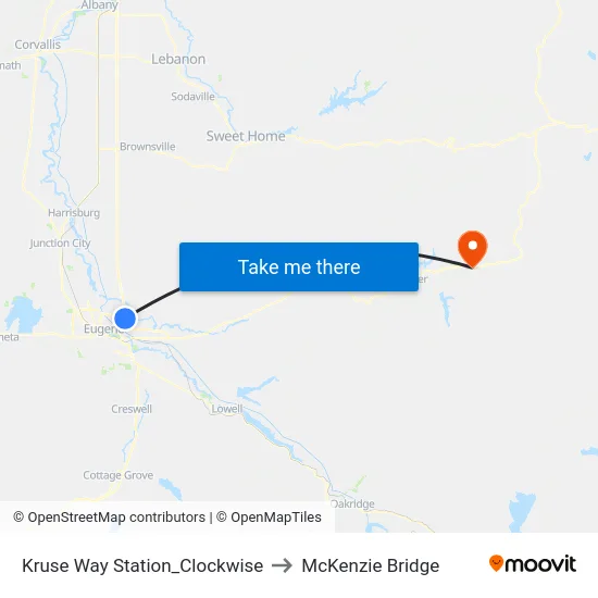 Kruse Way Station_Clockwise to McKenzie Bridge map