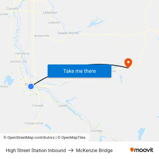 High Street Station Inbound to McKenzie Bridge map