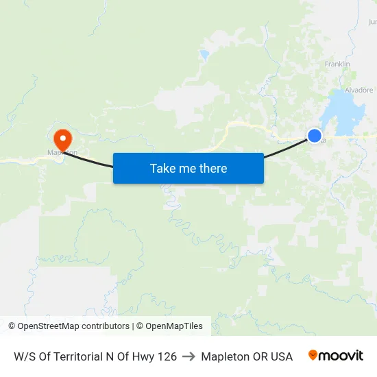 W/S Of Territorial N Of Hwy 126 to Mapleton OR USA map
