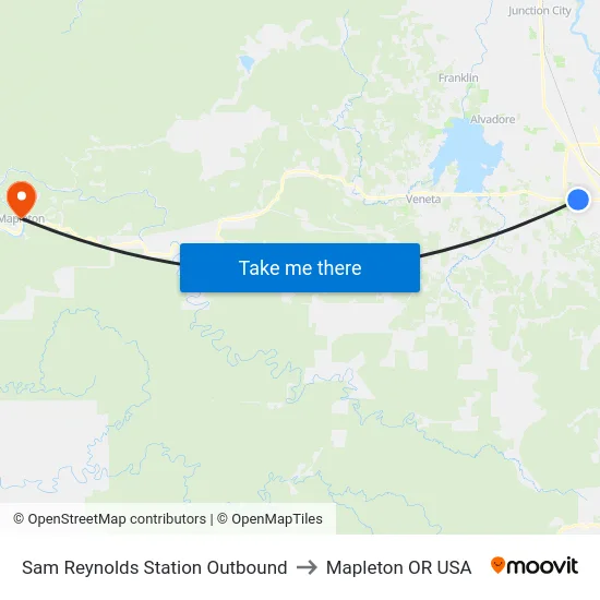 Sam Reynolds Station Outbound to Mapleton OR USA map