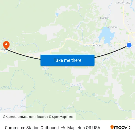 Commerce Station Outbound to Mapleton OR USA map