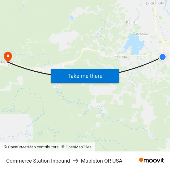 Commerce Station Inbound to Mapleton OR USA map