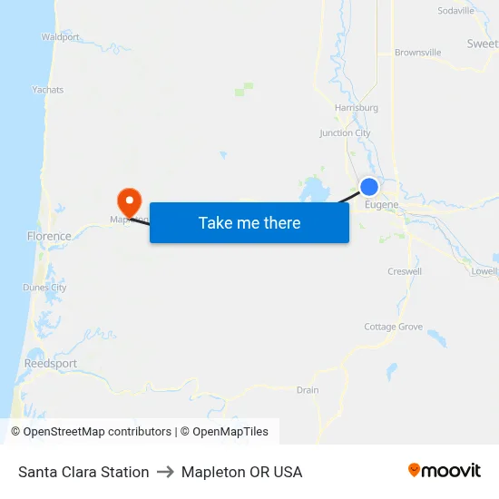 Santa Clara Station to Mapleton OR USA map