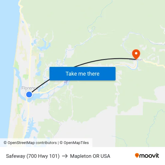 Safeway (700 Hwy 101) to Mapleton OR USA map