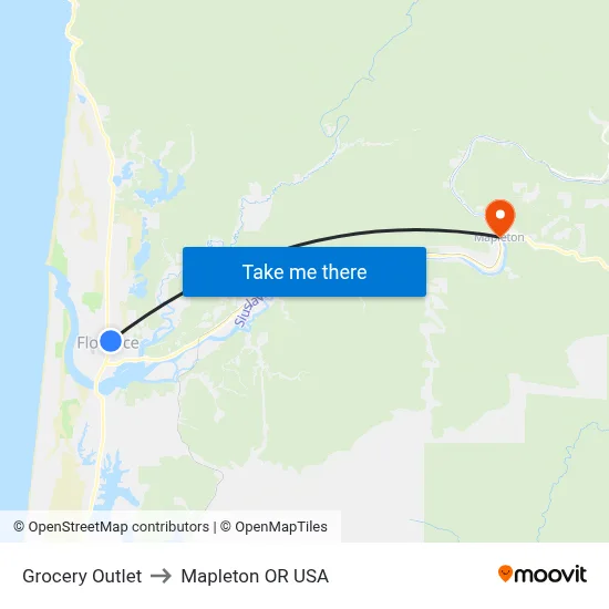 Grocery Outlet to Mapleton OR USA map