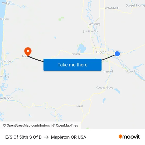 E/S Of 58th S Of D to Mapleton OR USA map