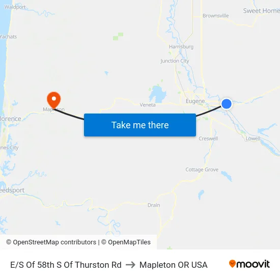 E/S Of 58th S Of Thurston Rd to Mapleton OR USA map