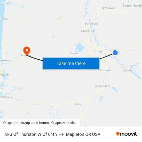S/S Of Thurston W Of 64th to Mapleton OR USA map