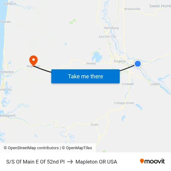 S/S Of Main E Of 52nd Pl to Mapleton OR USA map