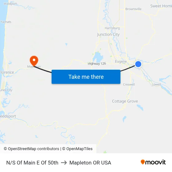 N/S Of Main E Of 50th to Mapleton OR USA map