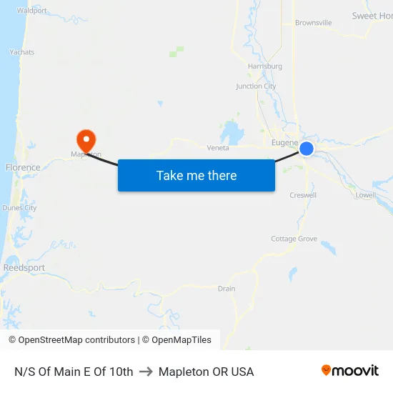 N/S Of Main E Of 10th to Mapleton OR USA map