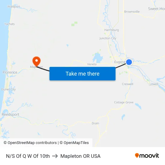 N/S Of Q W Of 10th to Mapleton OR USA map