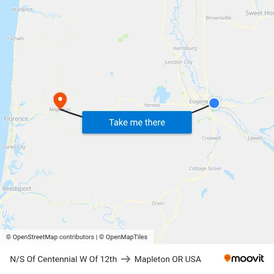 N/S Of Centennial W Of 12th to Mapleton OR USA map