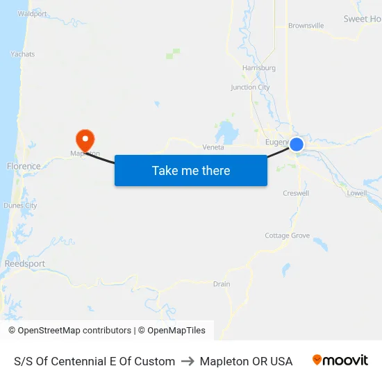 S/S Of Centennial E Of Custom to Mapleton OR USA map