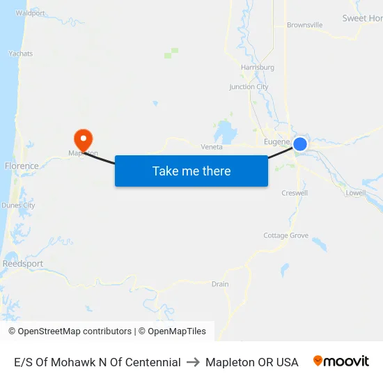 E/S Of Mohawk N Of Centennial to Mapleton OR USA map