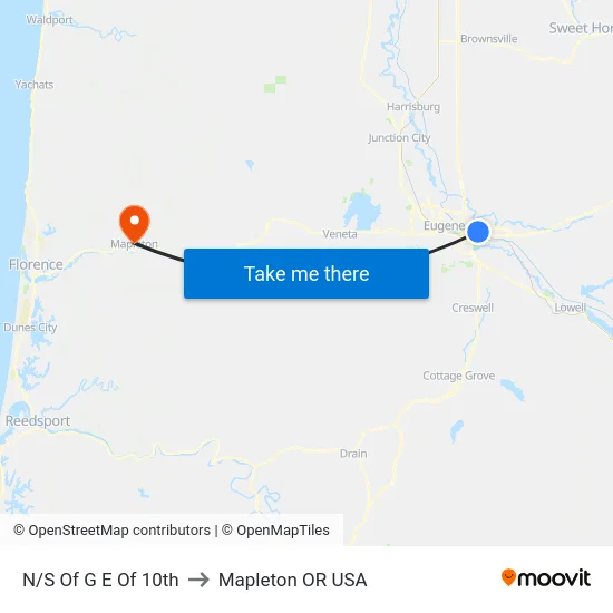 N/S Of G E Of 10th to Mapleton OR USA map
