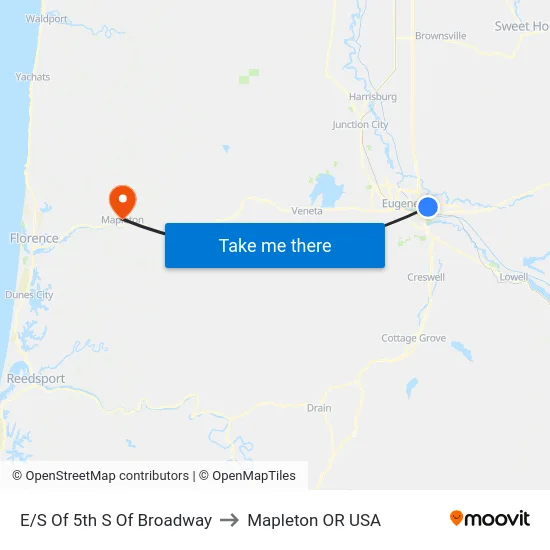 E/S Of 5th S Of Broadway to Mapleton OR USA map