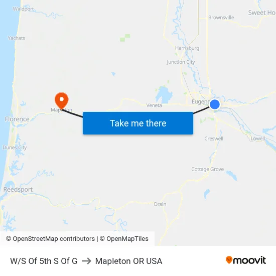 W/S Of 5th S Of G to Mapleton OR USA map