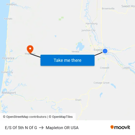 E/S Of 5th N Of G to Mapleton OR USA map