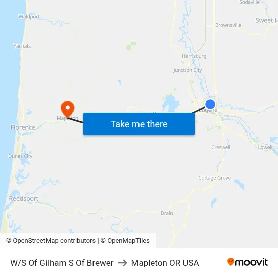 W/S Of Gilham S Of Brewer to Mapleton OR USA map