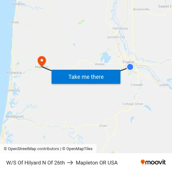 W/S Of Hilyard N Of 26th to Mapleton OR USA map