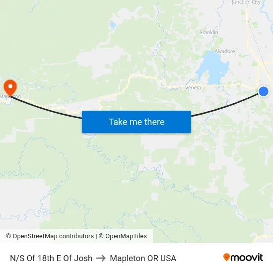 N/S Of 18th E Of Josh to Mapleton OR USA map