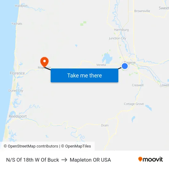 N/S Of 18th W Of Buck to Mapleton OR USA map