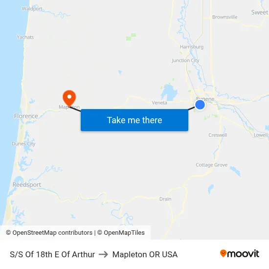 S/S Of 18th E Of Arthur to Mapleton OR USA map